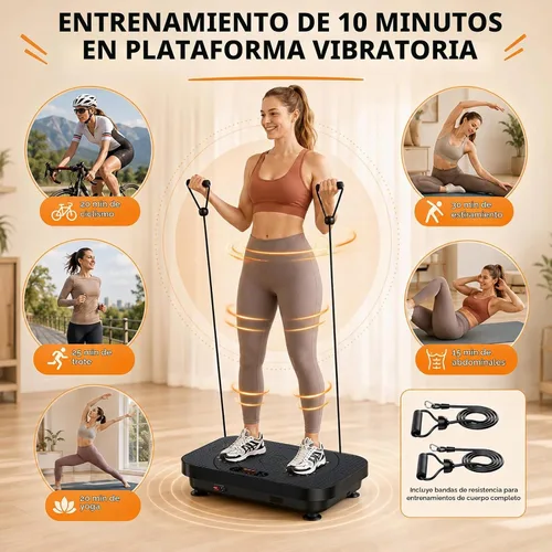 Vista 4 de Vibration Plate Exercise Machine, 999 Speeds Whole Body Workout Platform with 330LBS
