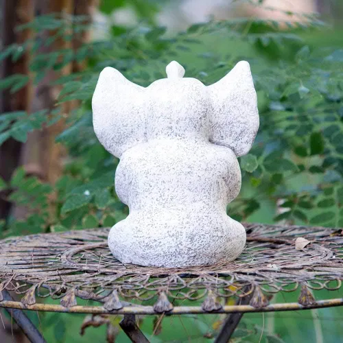 Vista 4 de Estatua de elefante afortunado meditación blanca (12.0)