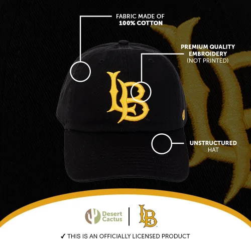 Vista 4 de Desert Cactus Cal State University Long Beach Baseball Hat California Dirtbags Brimmed Embroidered Cap Adjustable Cloth Strap
