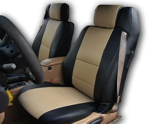 Vista 2 de Iggee Chrysler Sebring 1996 ~ 2000 convertible de cuero artificial Exact Original Fit 2 fundas de asiento delantero – asientos laterales del Beige