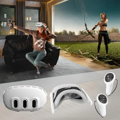 Vista 6 de Silicone Cover Accessories Set for VR OculusMeta Quest 3 with Controller Case 3 in 1 Protective Case Set Sweatproof Grip Cover,Silicone Face Cover