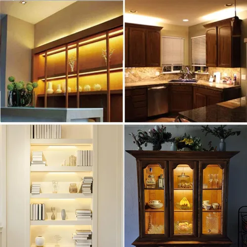 Vista 8 de Kit de Tiras de Luz LED Premium: 6 x 12 Barras Conectables + Interruptor Basculante para Iluminación Ambiental Blanca Cálida en Gabinetes, Closets