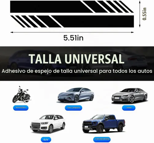 Vista 2 de Dickno 2 piezas de adhesivos para espejo retrovisor de coche, 14 cm × 1,4 cm Adhesivos impermeables para espejo lateral de auto, tiras de Negro