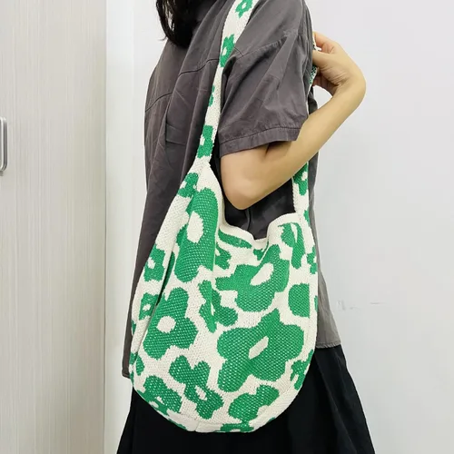 Vista 2 de Bolso cruzado de ganchillo con diseño de hadas Y2K para mujer, bolso de compras de moda, bolso de hombro de punto