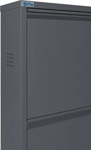 Vista 6 de CEHA Zapatero de metal de 3 niveles con tapa, organizador de almacenamiento de zapatos duradero para entrada, estante de zapatos que ahorra espacio