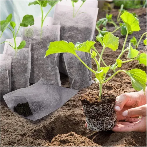Vista 4 de 100 bolsas biodegradables para vivero, bolsas de cultivo de plantas, semillas de tela no tejida para sembrar macetas para el hogar, accesorios