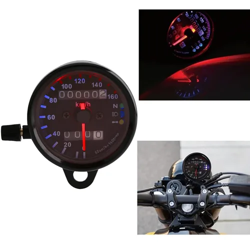 Vista 4 de Motocicleta cuentakilómetros velocímetro indicador doble pantalla digital KM/H Universal 1pc (negro)