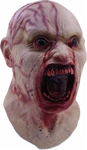 Vista 4 de Ghoulish Productions Máscara de zombi infectado, sangrienta y realista, perfecta para Halloween y fiestas de disfraces