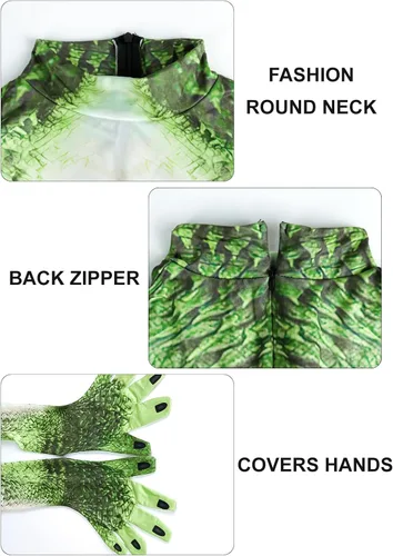Vista 28 de Disfraz de animal para hombre con estampado de cola grande, overol peludo de elastano para cosplay, fiesta de Halloween