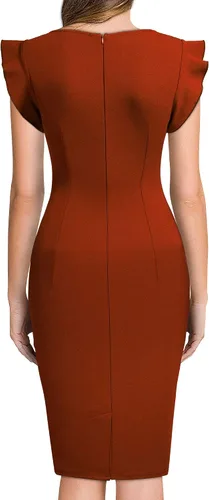 Vista 2 de Miusol Vestido de trabajo delgado estilo retro con volantes para mujer