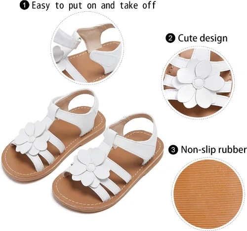 Vista 6 de GINFIVE Sandalias para niñas pequeñas, zapatos de verano para niñas pequeñas