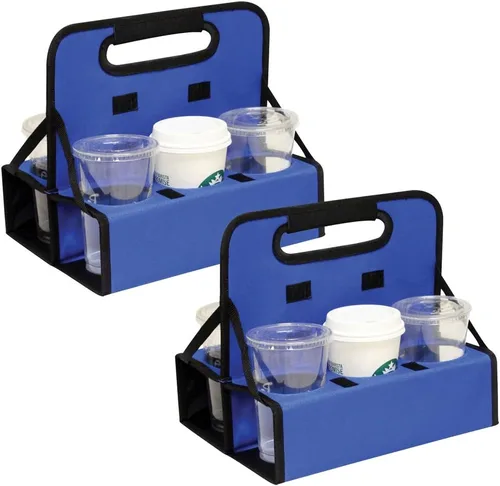 Vista 6 de Preferred Nation Portavasos reutilizable (juego de 2), capacidad para 6 tazas o latas de café de soda, marco resistente y base sólida, plegable