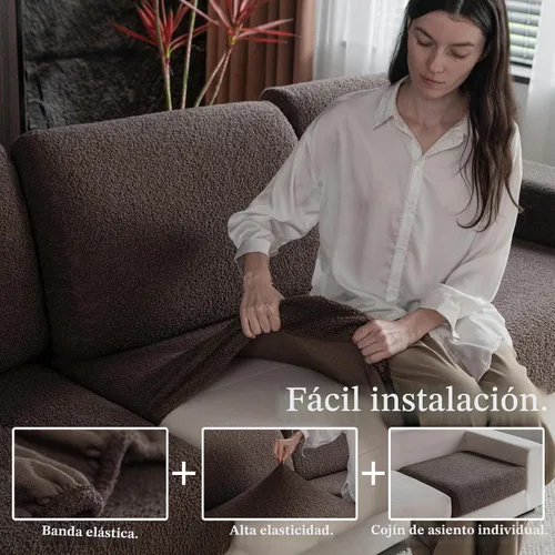 Vista 4 de OHSIO Fundas de Cojines de Sofá para Sofá Seccional, Fundas de Sofá Suaves Elásticas Lavables Resistentes al Desgaste Protector Universal de Muebles