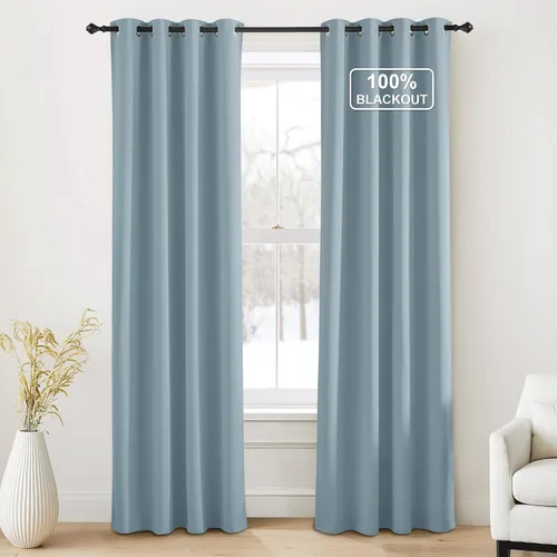 Vista 51 de NICETOWN Cortinas 100% Opacas Cortas de 36 Pulgadas de Largo para Dormitorio, Privacidad Aislamiento Térmico con Ojales Cortinas de Ventana
