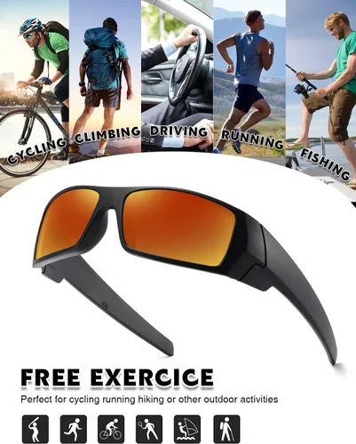 Vista 6 de Gafas de sol polarizadas para hombre y mujer, estilo retro, deportivo, rectangular, envolvente, vintage, protector de disparo