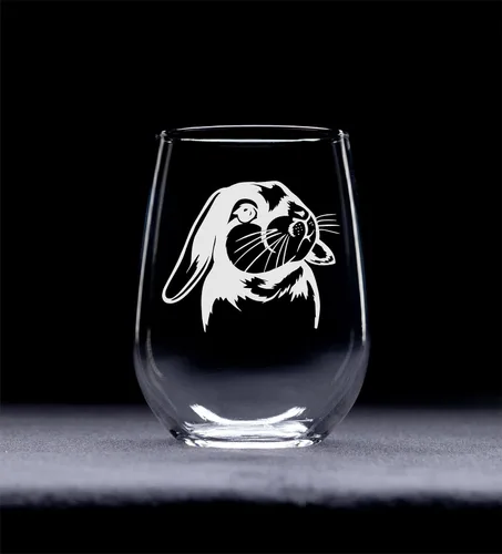 Vista 2 de C M Copa de vino sin tallo de conejo, 17 onzas, 1 pieza, regalo temático de conejo para hombres y mujeres (estilo B1)