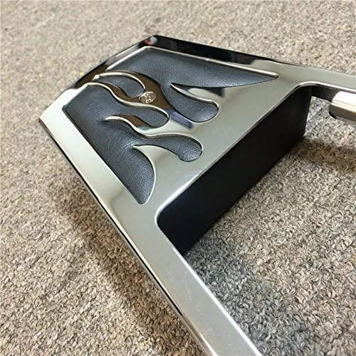 Vista 6 de SMT- Respaldo de llama cromada Sissy Bar con almohadilla de cuero compatible con H-D Softail Flstc Flstf Flstn Flsts FLSTSC FXST FXSTB FXSTS FXSTSB