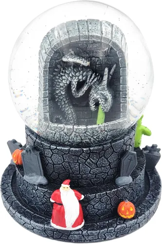 Vista 2 de Spirit Halloween The Nightmare Before Christmas - Globo de nieve con diseño de calabaza Jack Skellington King, con licencia oficial, NBC, decoración