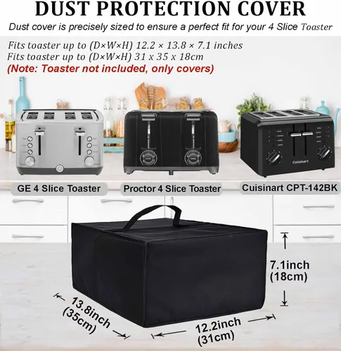 Vista 2 de Cubierta para tostadora resistente al agua, resistente al calor, a prueba de polvo, funda protectora para tostadora GE de acero inoxidable de 4