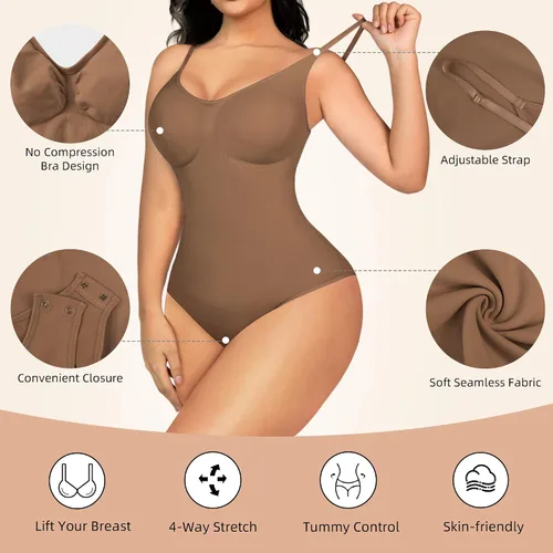 Vista 4 de Bodysuit Shapewear for Women Tummy Control Thong Low Back Body Shaper Backless Seamless Full Body Shapewear