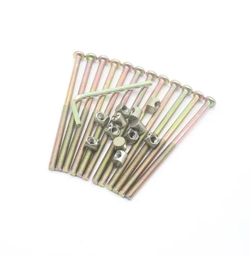 Vista 5 de Pernos y tuercas para litera, paquete de 12 tornillos de llave hexagonal M6 x 4.331 in y tuercas de barril para muebles, sillas de cuna, tornillos