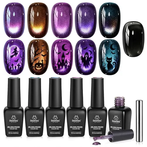 Vista 34 de Beetles - Juego de esmaltes de gel azul, Ocean Range, juego de 6 colores de esmalte de uñas de gel azul A - Azul Ocean Range