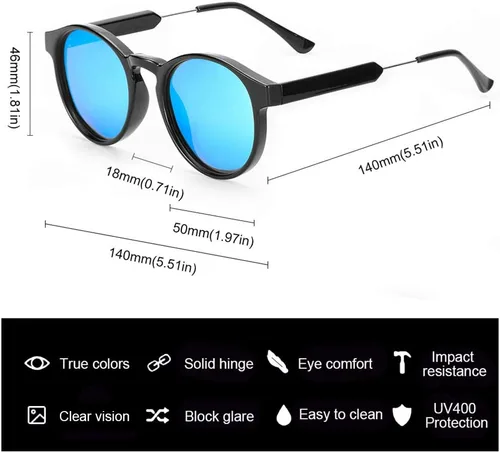 Vista 3 de Lentes de sol polarizados para mujer, estilo retro, redondo, para mujer, estilo vintage