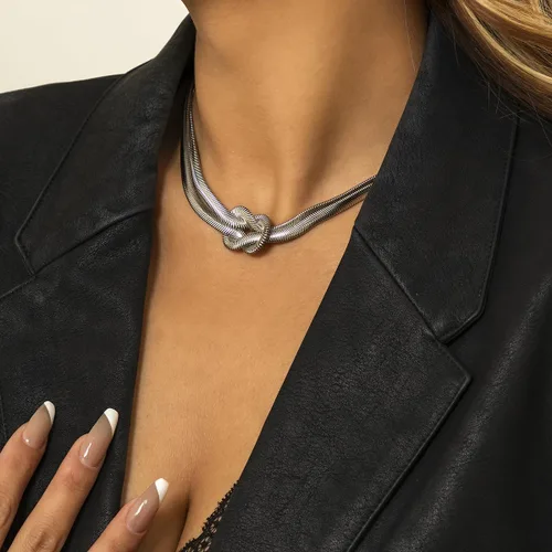 Vista 2 de ONBRIG Collar de espiga de oro para mujer, chapado en oro de 14 quilates, collar en capas, cadena de serpiente plana, gargantilla de oro para mujer