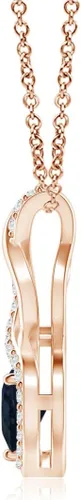 Vista 2 de Angara Heart-Shaped Blue Sapphire Infinity Pendant with Diamond Accents Oro Rosa