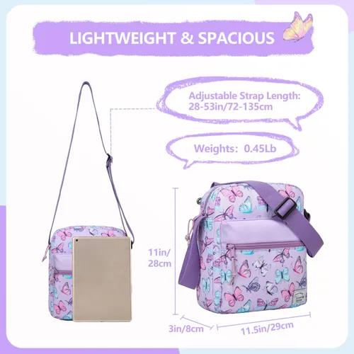 Vista 2 de VASCHY Bolso cruzado para niñas, ligero y pequeño, bolso de hombro tipo mensajero, regalo para preadolescentesadolescentes y niños pequeños