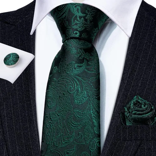 Vista 30 de Barry.Wang - Juego de corbata de seda para hombre, diseño de cachemira, pañuelo y gemelos de bolsillo