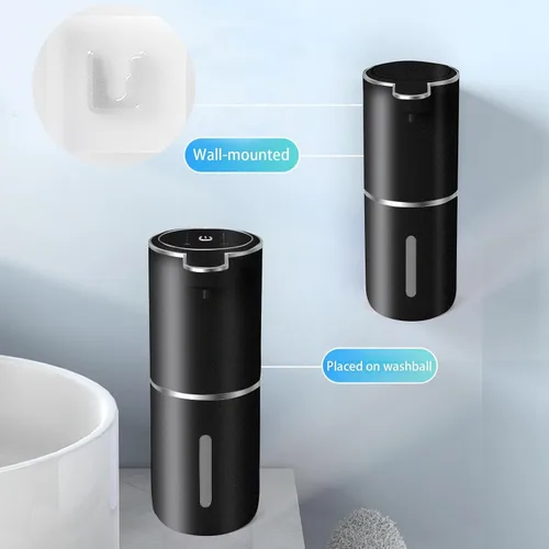 Vista 2 de Paquete de 2 dispensadores automáticos de jabón espumoso sin contacto, dispensador recargable por USB, dispensador eléctrico montado en la pared