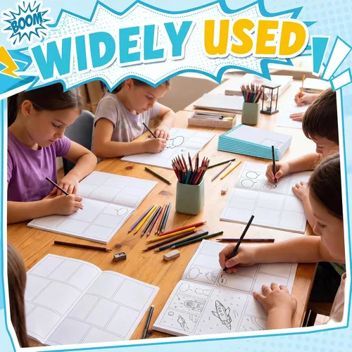 Vista 4 de Harloon 3 piezas de cómics en blanco de 6.6 x 10 pulgadas con paneles, dibuja tú mismo, plantillas de dibujos de cómics, diseños variados, diseños