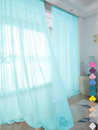 Vista 20 de L&TEC Cortinas traslúcidas para la ventana de color beige, 2 paneles de 48x45 pulgadas, con bolsillo básico para la barra de la cortina
