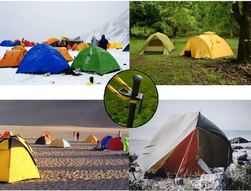 Vista 6 de Paquete de 10 estacas para tienda de campaña, estacas negras de 11.8 pulgadas resistentes con bolsa de tela Oxford, estacas de acero irrompible e