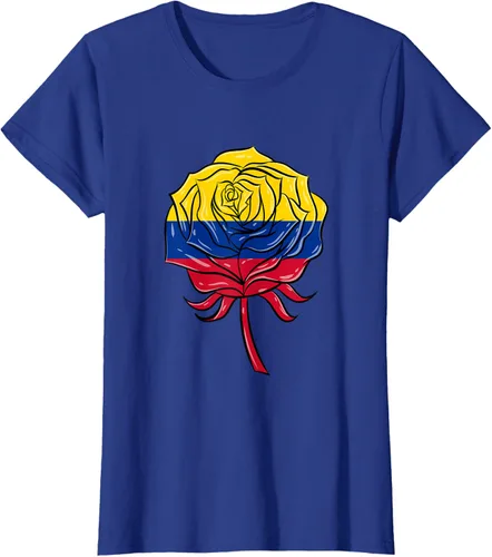 Vista 5 de Camiseta colombiana para mujer con diseño de rosa, Negro