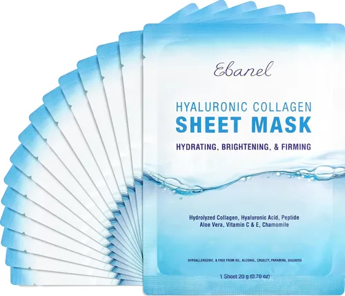 Vista 12 de Ebanel Mascarilla Facial de Bio Colágeno, Paquete de 4 Mascarillas Faciales Hidratantes con 7 Péptidos, Ácido Hialurónico, Niacinamida, Centella
