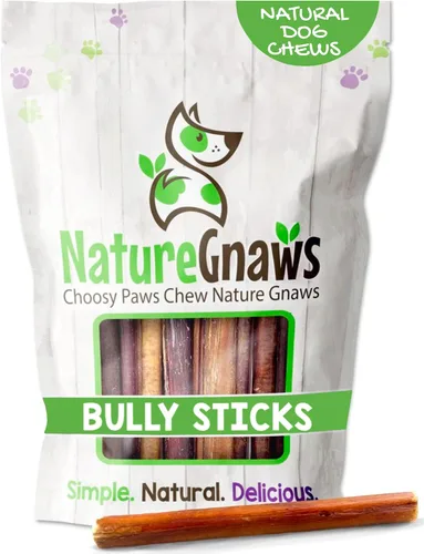 Vista 9 de Nature Gnaws Bully Stick Bites para perros pequeños de 2 a 4 pulgadas (8 onzas), de larga duración para masticadores ligeros y cachorros, golosinas