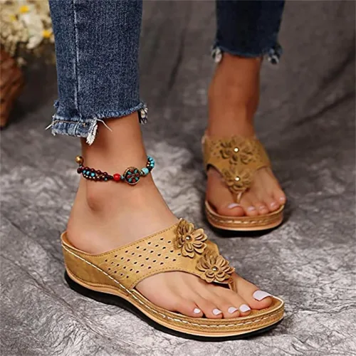 Vista 65 de Ladmiple Sandalias ortopédicas florales de moda 2023 con soporte de arco, zapatillas romanas casuales con puntera abierta