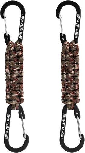 Vista 10 de BRAVESHINE Mosquetón de llavero con clip de paracord, gancho de anillo en D para lanyard, colgador para cochecito, llavero para botella de agua
