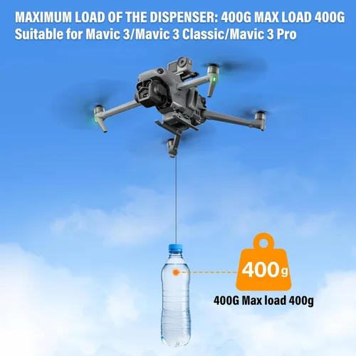 Vista 5 de (3 en 1) FLYDrone Mavic 3 Pro Tren de aterrizaje con sistema Airdrop, dispositivo de liberación de carga útil/entrega/transporte para DJI Mavic 3