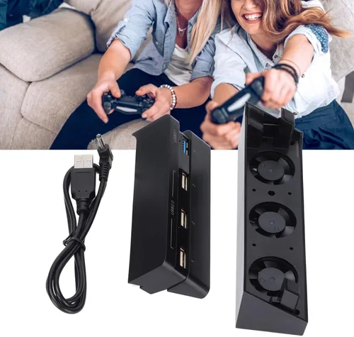 Vista 3 de Kafuty-1 Kit combinado de ventilador de refrigeración y concentrador USB para sistema de consola PS4 Slim, adaptador divisor USB 3.0 de 4 puertos