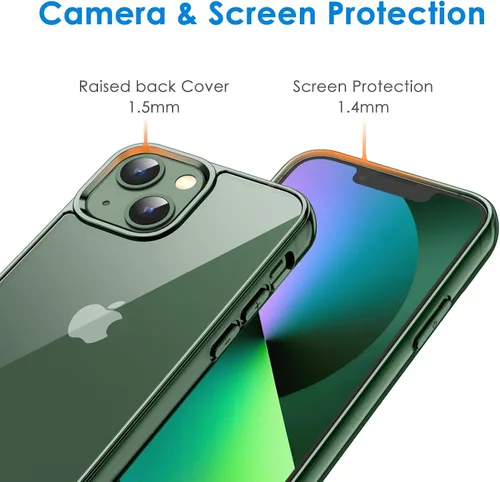Vista 5 de JETech - Funda para iPhone 13 de 15,5 cm, cubierta de goma a prueba de golpes que no se pone amarilla, parte trasera transparente antiarañazos