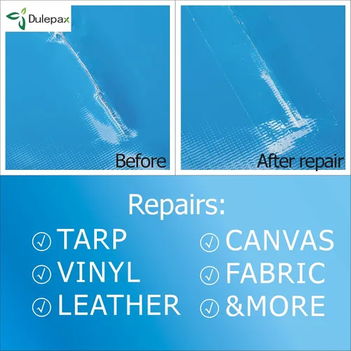 Vista 9 de Dulepax - Cinta de reparación de tela ultra fuerte, 16.4 pies x 2.95 pulgadas, ideal para cubiertas de barco, tiendas de campaña, toldos, cubiertas