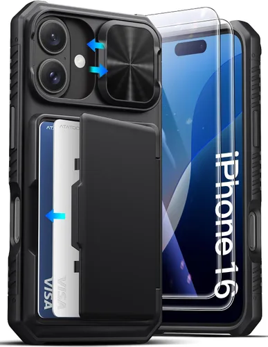 Vista 50 de ATATOO Funda Cartera para iPhone Air, Portador de Tarjetas Integrado (3-5 Tarjetas) [Bloqueo RFID] y Cubierta Deslizante para Cámara, Protección