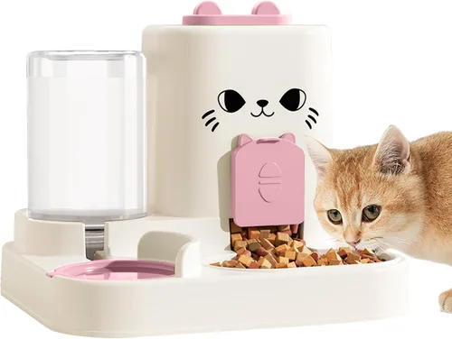Vista 8 de Alimentador automático para mascotas de 1.6 L y dispensador de agua de 0.6 L, dispensador automático de alimentos y agua para gatos, alimentador por