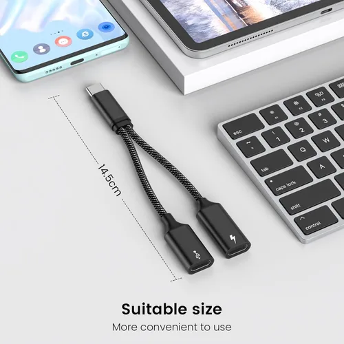 Vista 6 de MOGOOD Cable divisor USB C de 60 W, 2 en 1 USB-C macho a doble USB-C hembra, carga mientras usas auriculares, SSD, DAC o controlador, para Steam