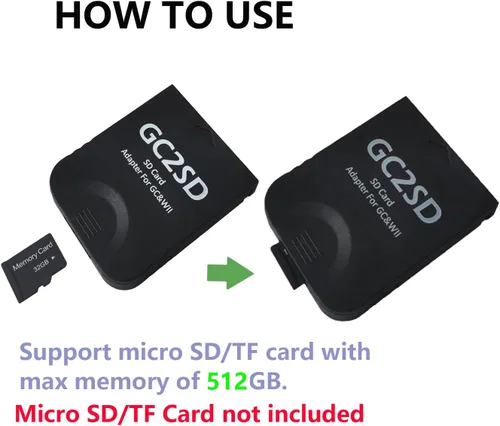 Vista 4 de GC2SD Storage Save Gamecube Memory Card Adapter Micro SD Card Adapter TF Card Reader Plug and Play Portable Professional Game Console Micro Storage