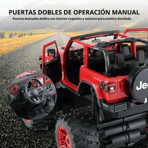 Vista 6 de Coche RC todoterreno con licencia 1/14 para Jeep, puertas abiertas