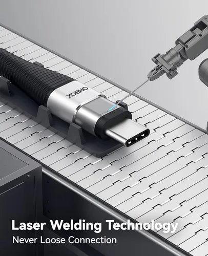 Vista 2 de Cable corto USB C a USB C, cable de carga rápida de 100 W, cargador USBC de Negro